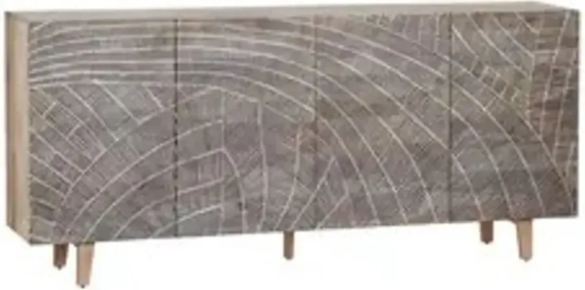 Zambia Light Brown and Black 4-Door Sideboard