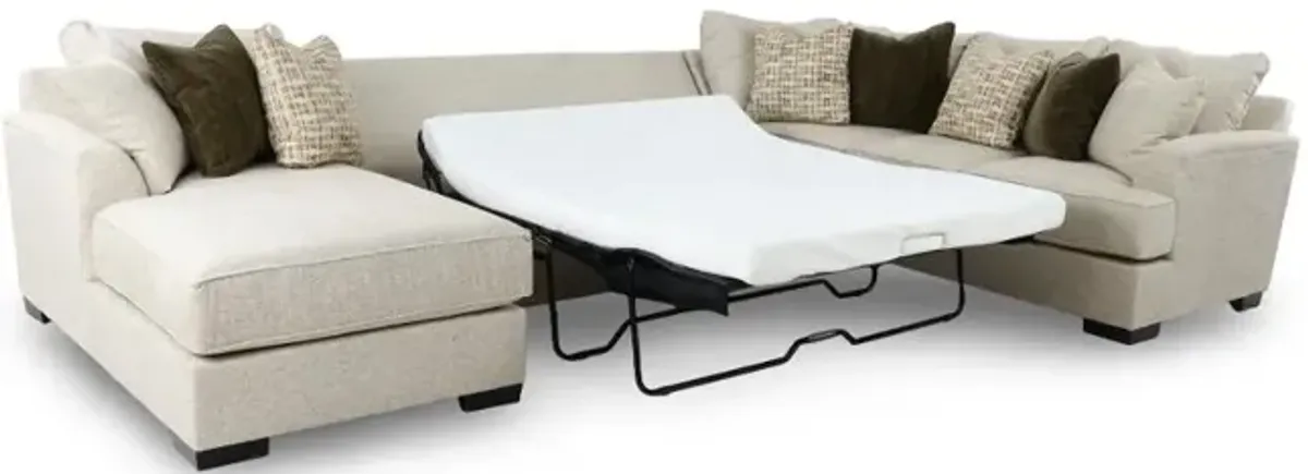 Tranquility Beige 3 Piece Sectional with Sofa Bed