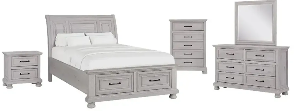 Woodcreek Light Gray Full Storage Bed