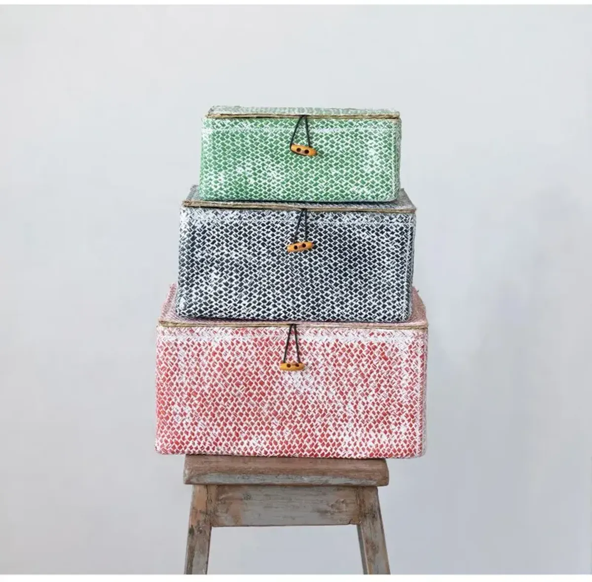 Small Hand-Woven Palm Leaf Boxes