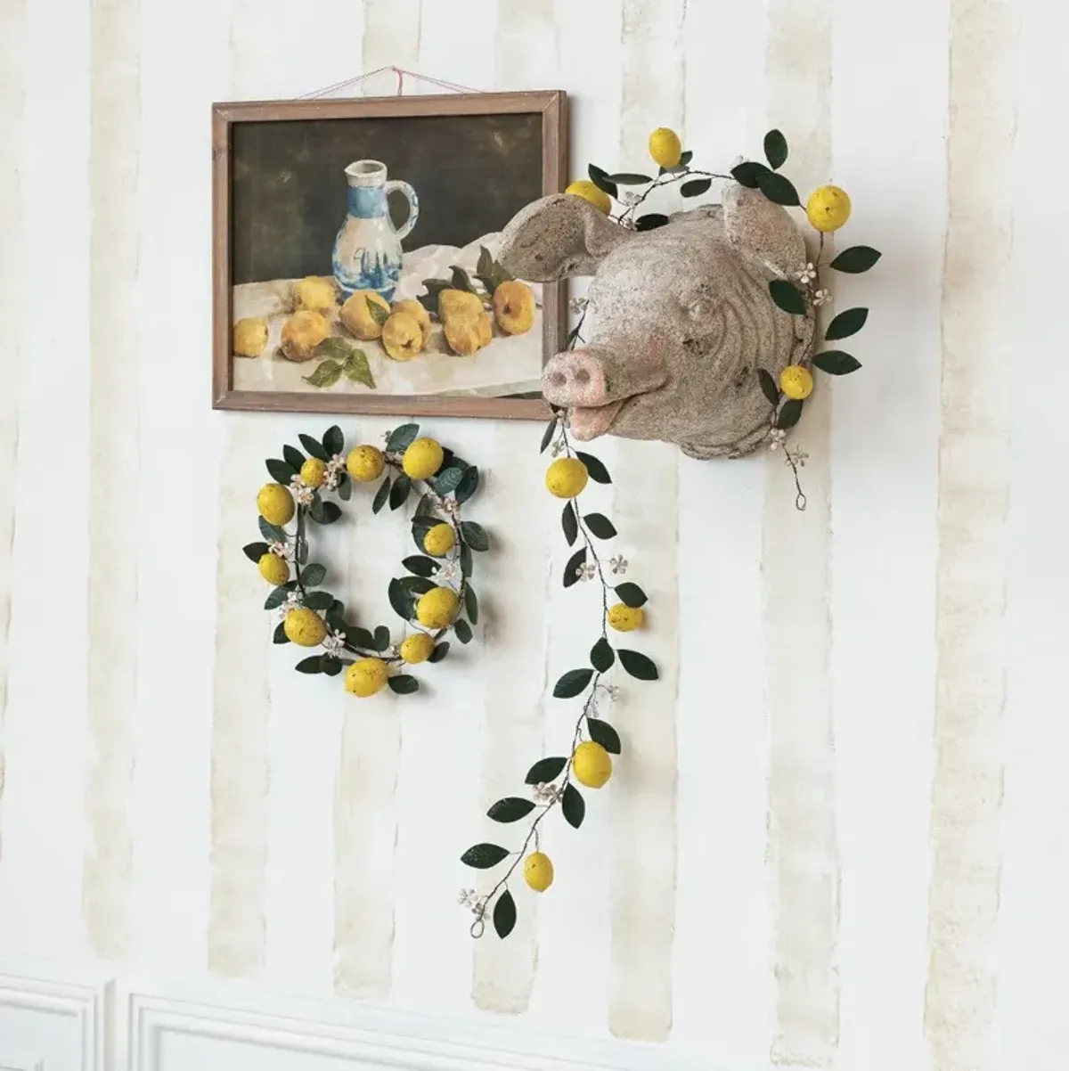Hand-Painted Lemon Vintage Wreath