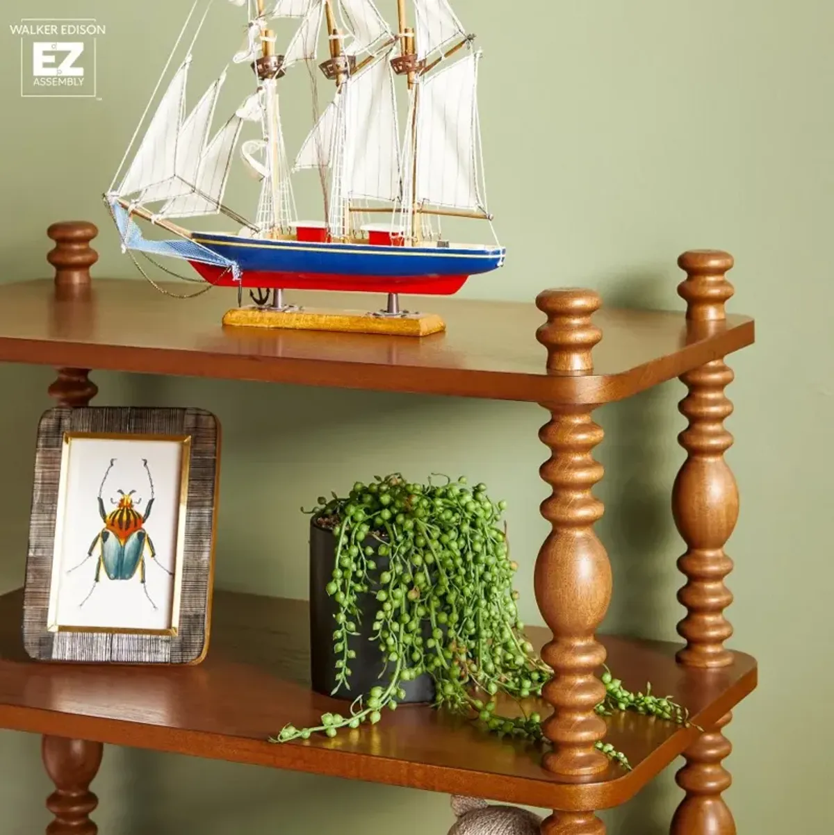 Vivienne Dark Wood Spindle Short Bookshelf
