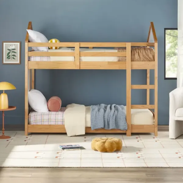 Skyler Natural Pine House Twin over Twin Bunk Bed