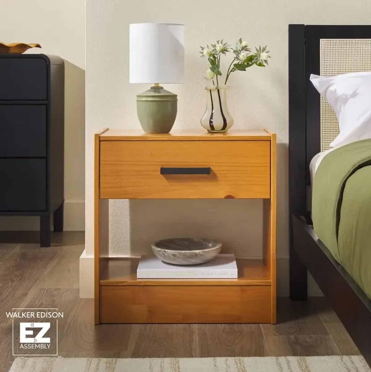 Declan Caramel 1 Drawer Nightstand