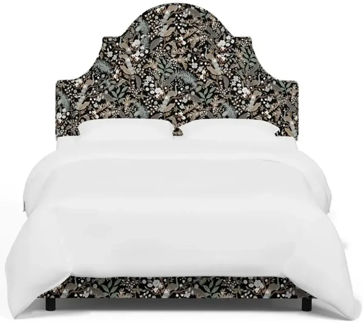 Rifle Paper Co Belmont Peacock Black Queen Bed