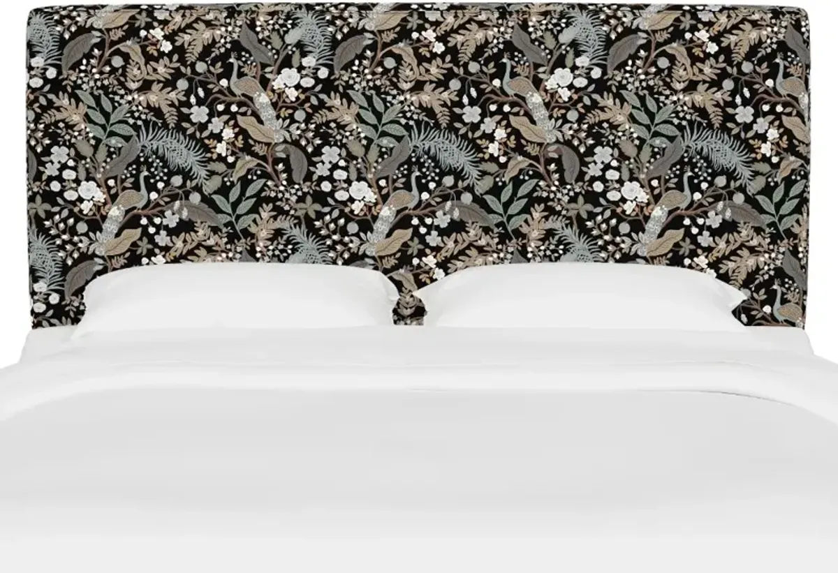 Rifle Paper Co Fairbanks Peacock Black Queen Headboard