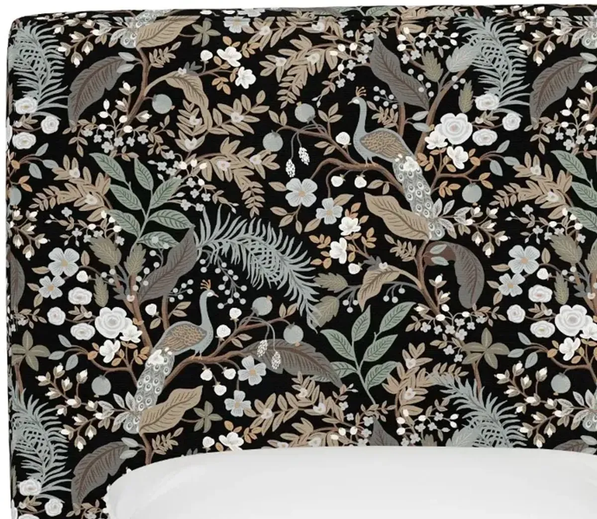 Rifle Paper Co Fairbanks Peacock Black Cal-King Headboard