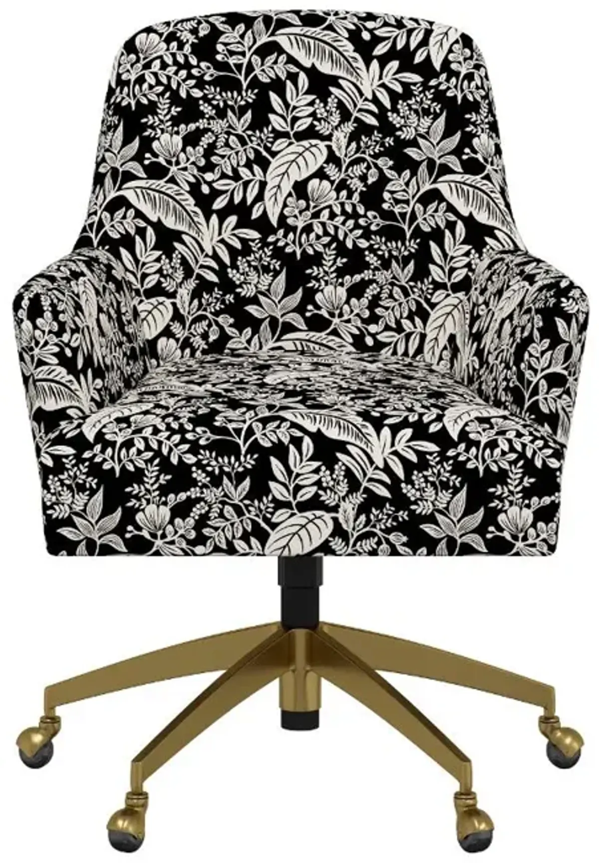 Rifle Paper Co Yvette Canopy Black and Cream Office Chair with Gold Base