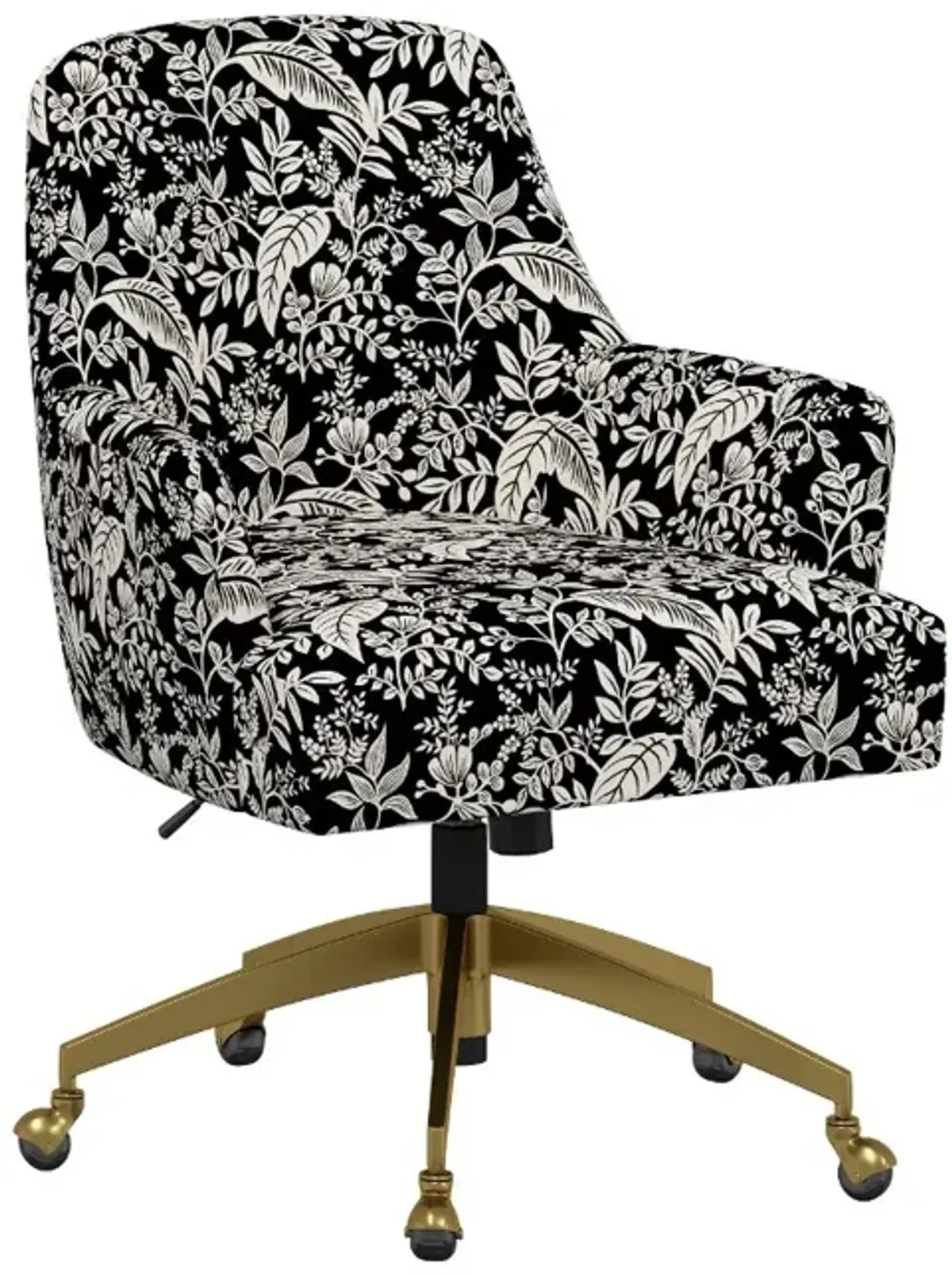 Rifle Paper Co Yvette Canopy Black and Cream Office Chair with Gold Base