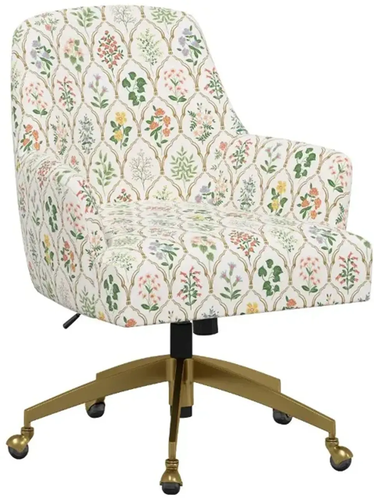 Rifle Paper Co Yvette Hawthorne Multi Office Chair with Gold Base