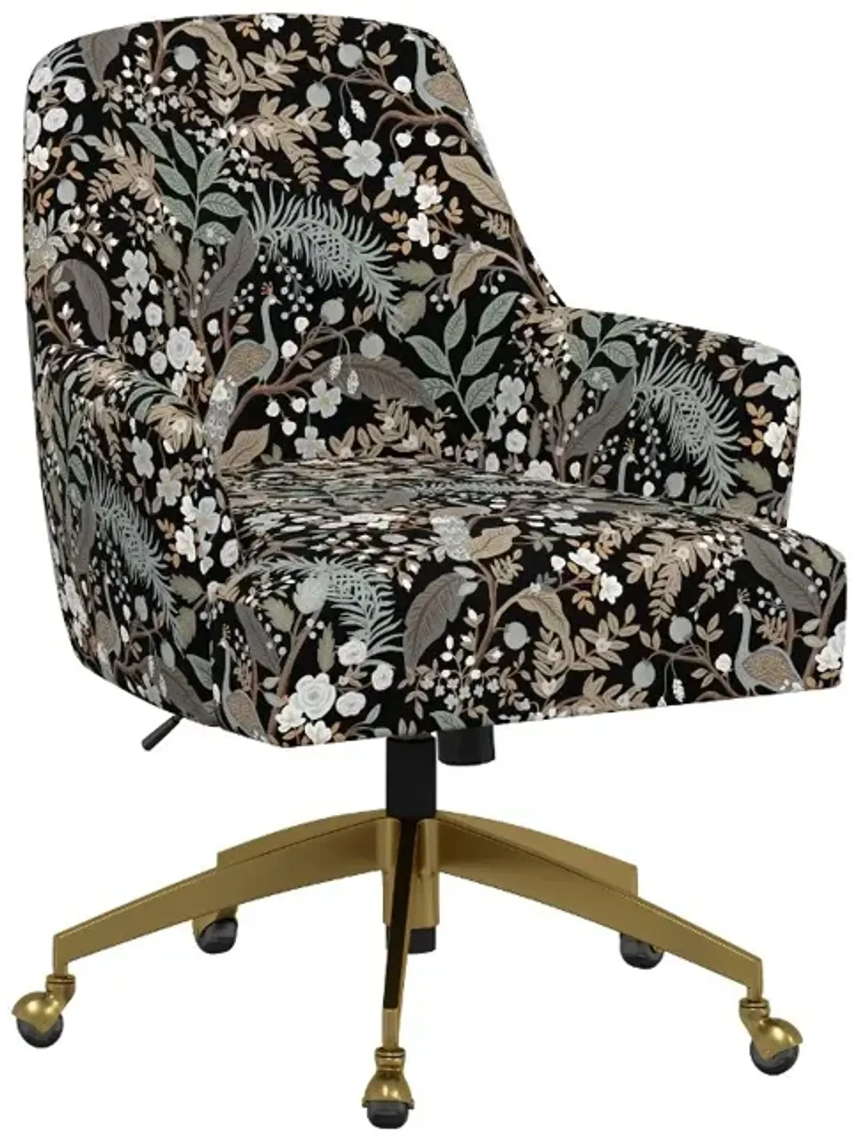 Rifle Paper Co Yvette Peacock Black Office Chair with Gold Base