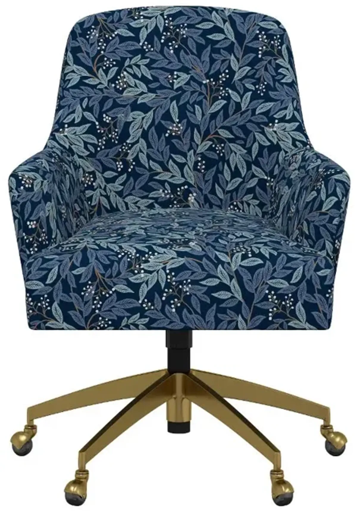 Rifle Paper Co Yvette Willowberry Navy Office Chair with Gold Base