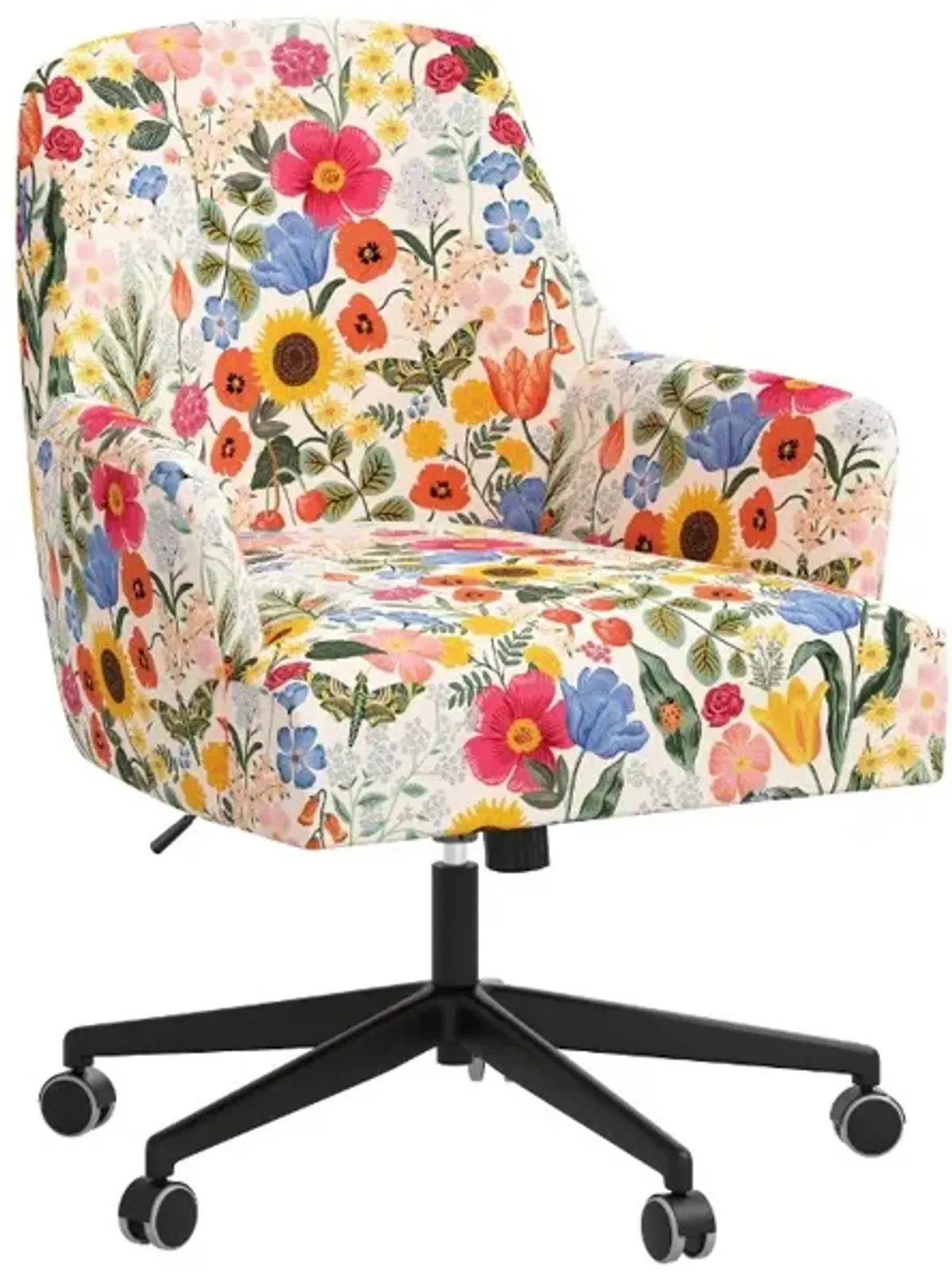 Rifle Paper Co Yvette Blossom Blush Office Chair with Black Base
