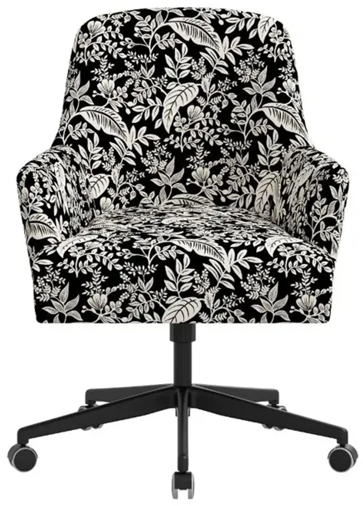 Rifle Paper Co Yvette Canopy Black and Cream Office Chair with Black Base