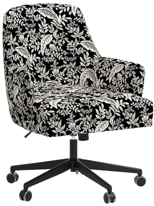 Rifle Paper Co Yvette Canopy Black and Cream Office Chair with Black Base