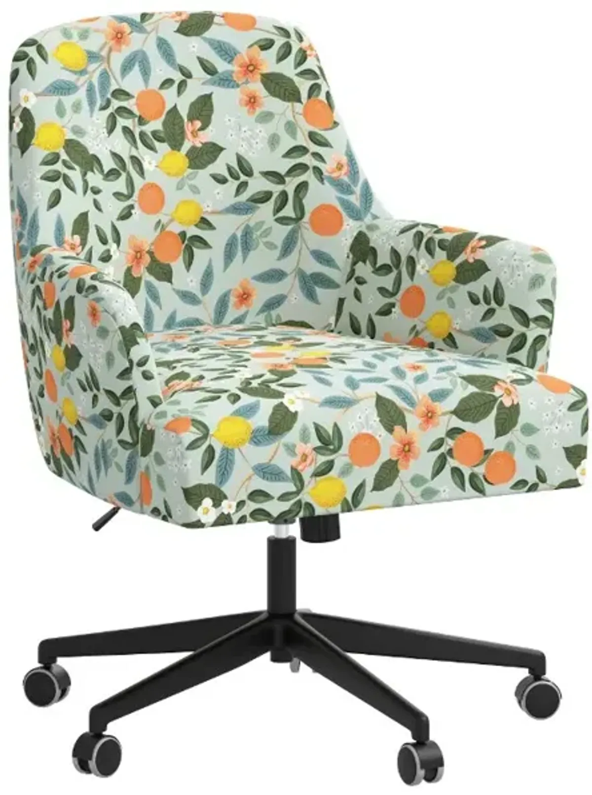 Rifle Paper Co Yvette Citrus Grove Mint Office Chair with Black Base