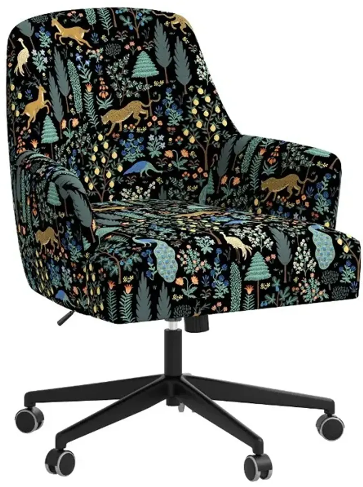 Rifle Paper Co Yvette Menagerie Black Office Chair with Black Base