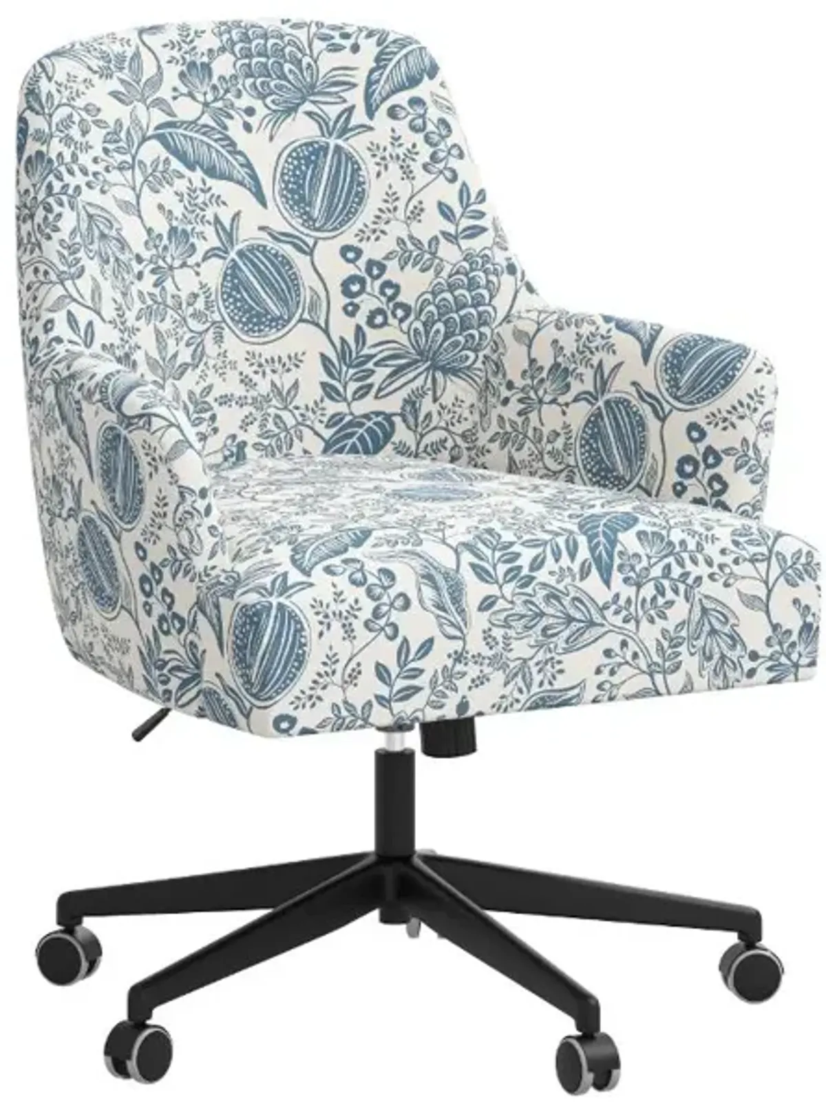 Rifle Paper Co Yvette Pomegranate Blue Office Chair with Black Base