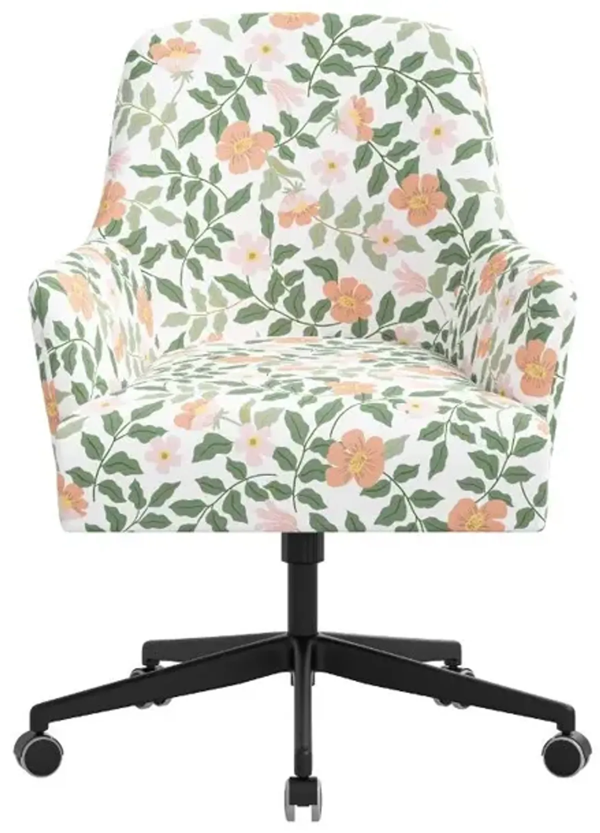 Rifle Paper Co Yvette Primrose Blush and Cream Office Chair with Black Base