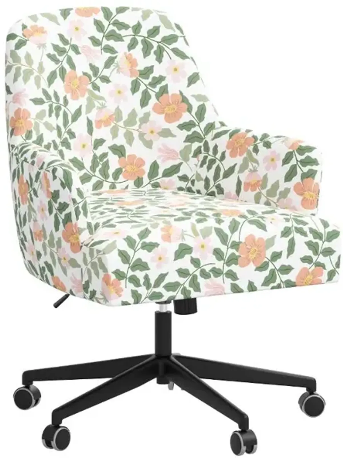 Rifle Paper Co Yvette Primrose Blush and Cream Office Chair with Black Base