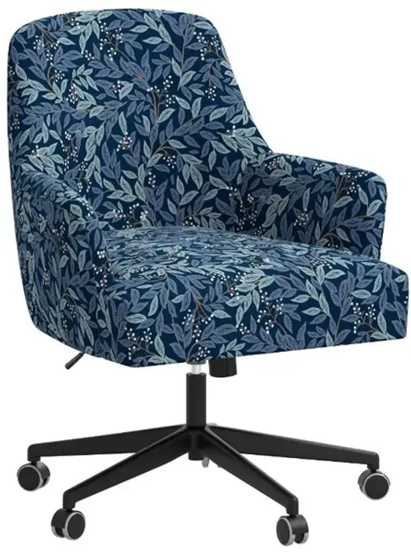 Rifle Paper Co Yvette Willowberry Navy Office Chair with Black Base