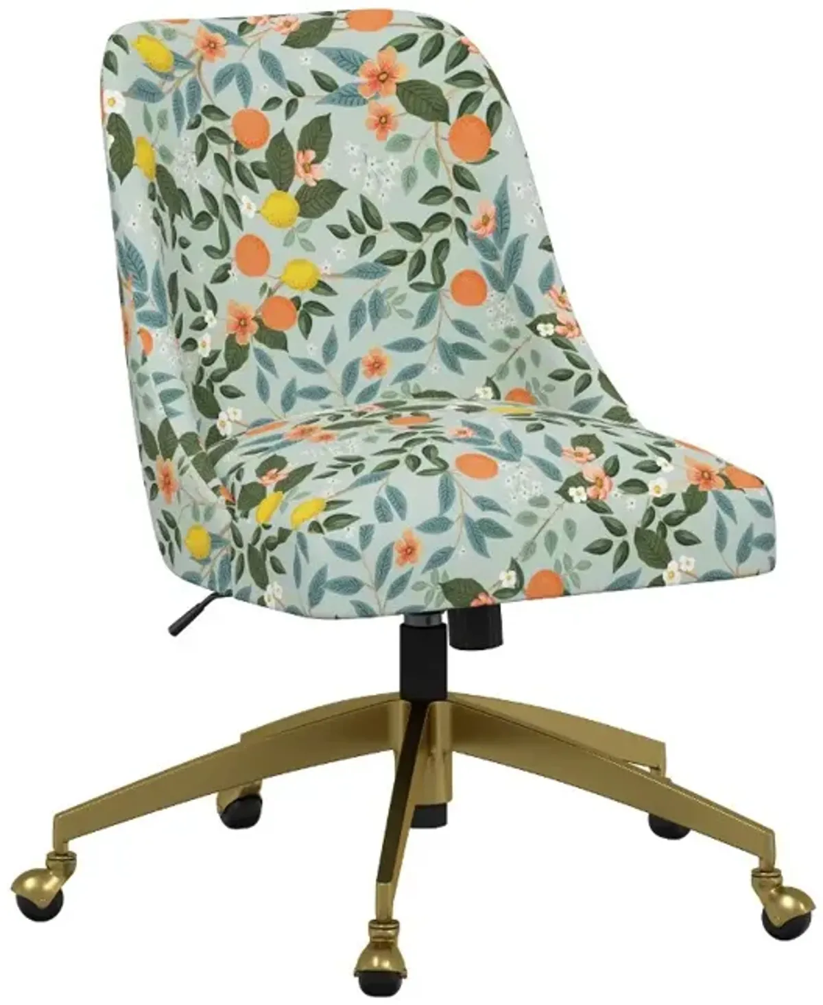 Rifle Paper Co Brynn Citrus Grove Mint Office Chair with Gold Base