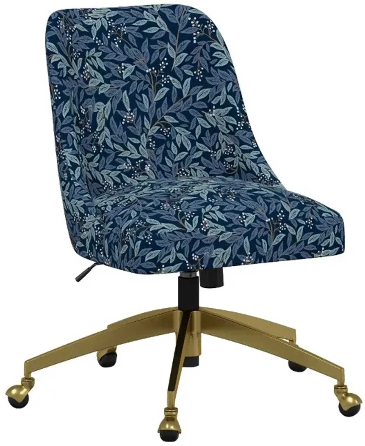 Rifle Paper Co Brynn Willowberry Navy Office Chair with Gold Base