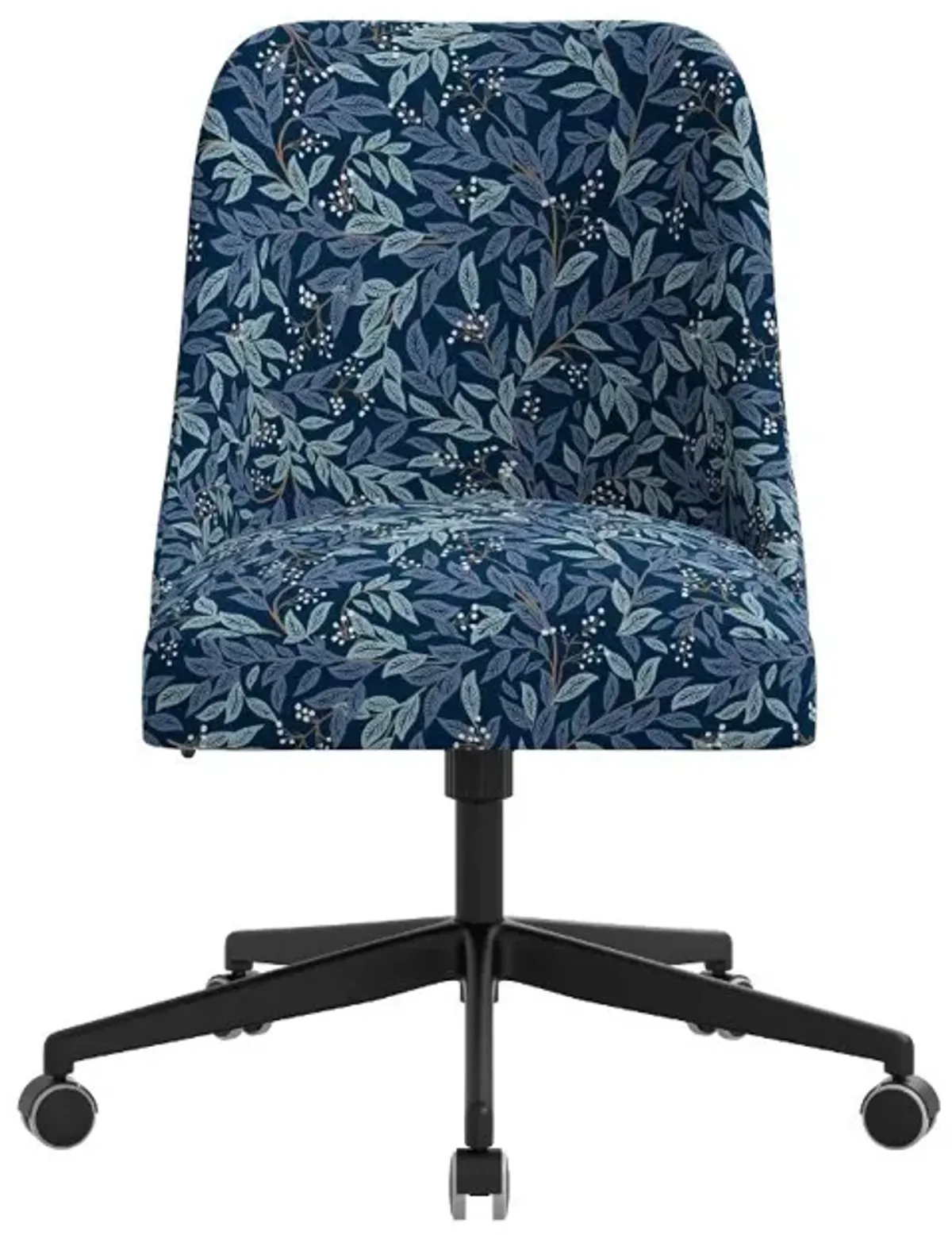 Rifle Paper Co Brynn Willowberry Navy Office Chair with Black Base