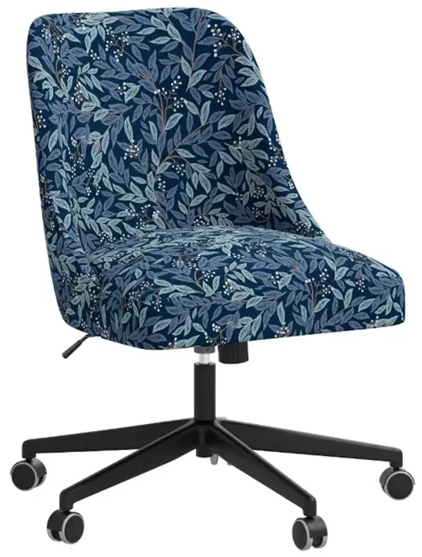 Rifle Paper Co Brynn Willowberry Navy Office Chair with Black Base