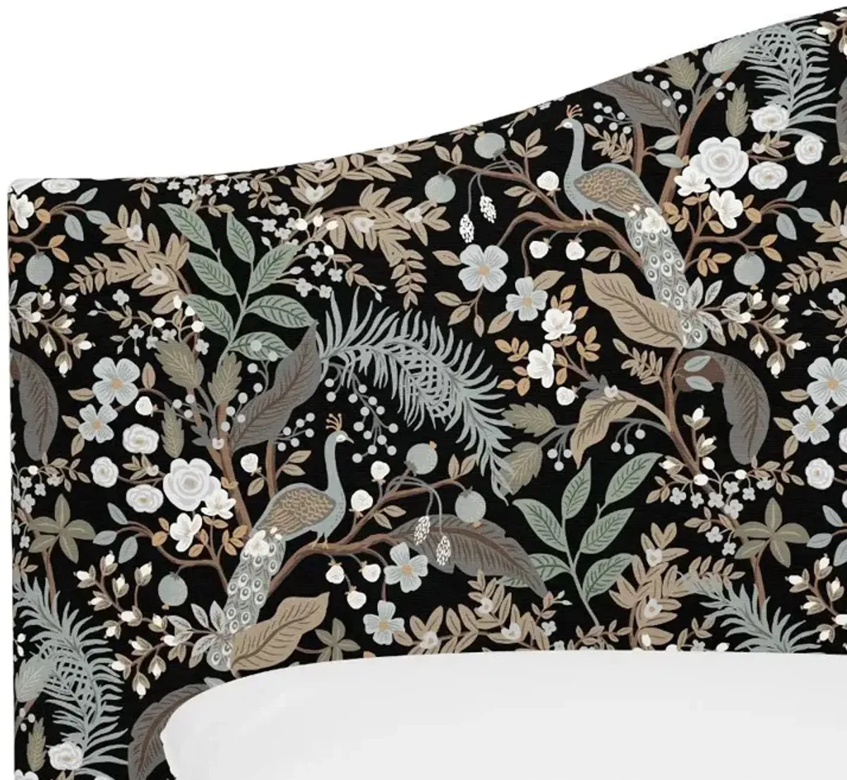 Rifle Paper Co Kenmore Peacock Black Queen Headboard