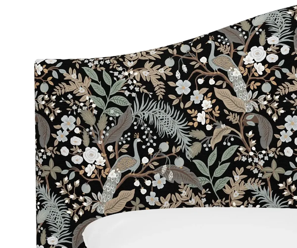 Rifle Paper Co Kenmore Peacock Black King Headboard