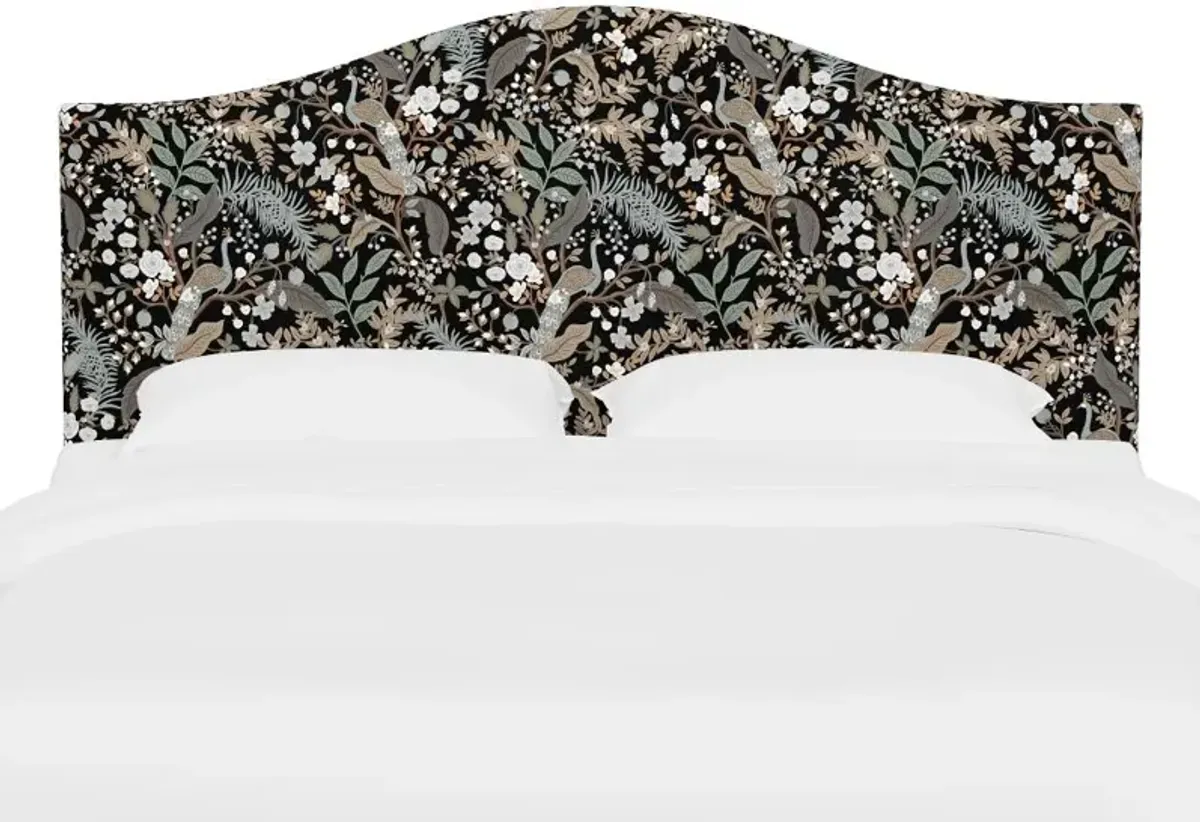 Rifle Paper Co Kenmore Peacock Black Cal-King Headboard