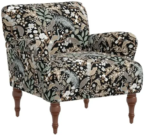 Rifle Paper Co Elodie Peacock Black Accent Chair
