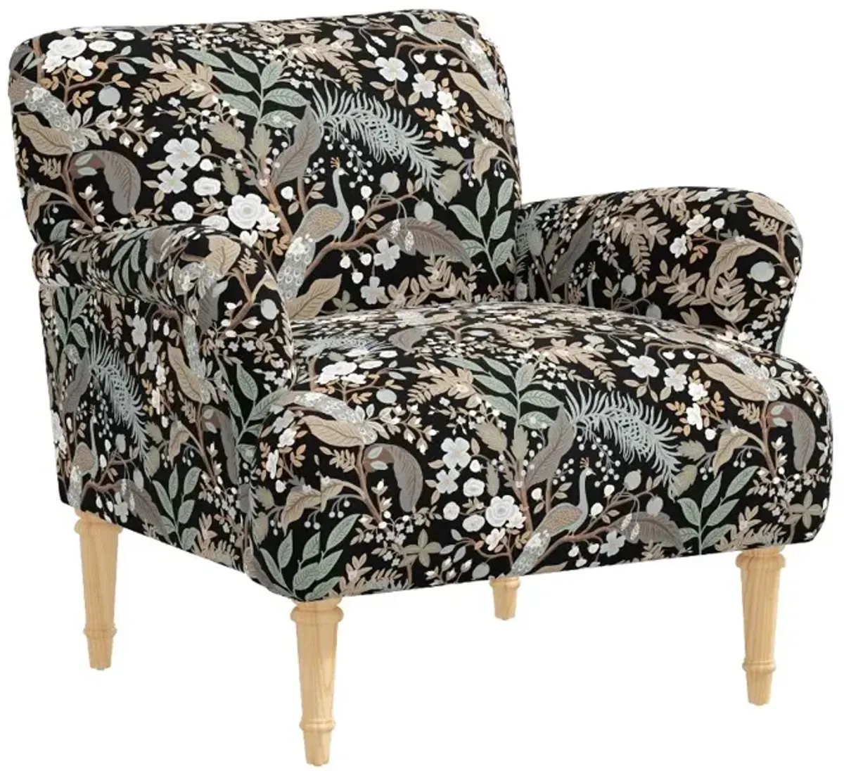 Rifle Paper Co Bristol Peacock Black Accent Chair