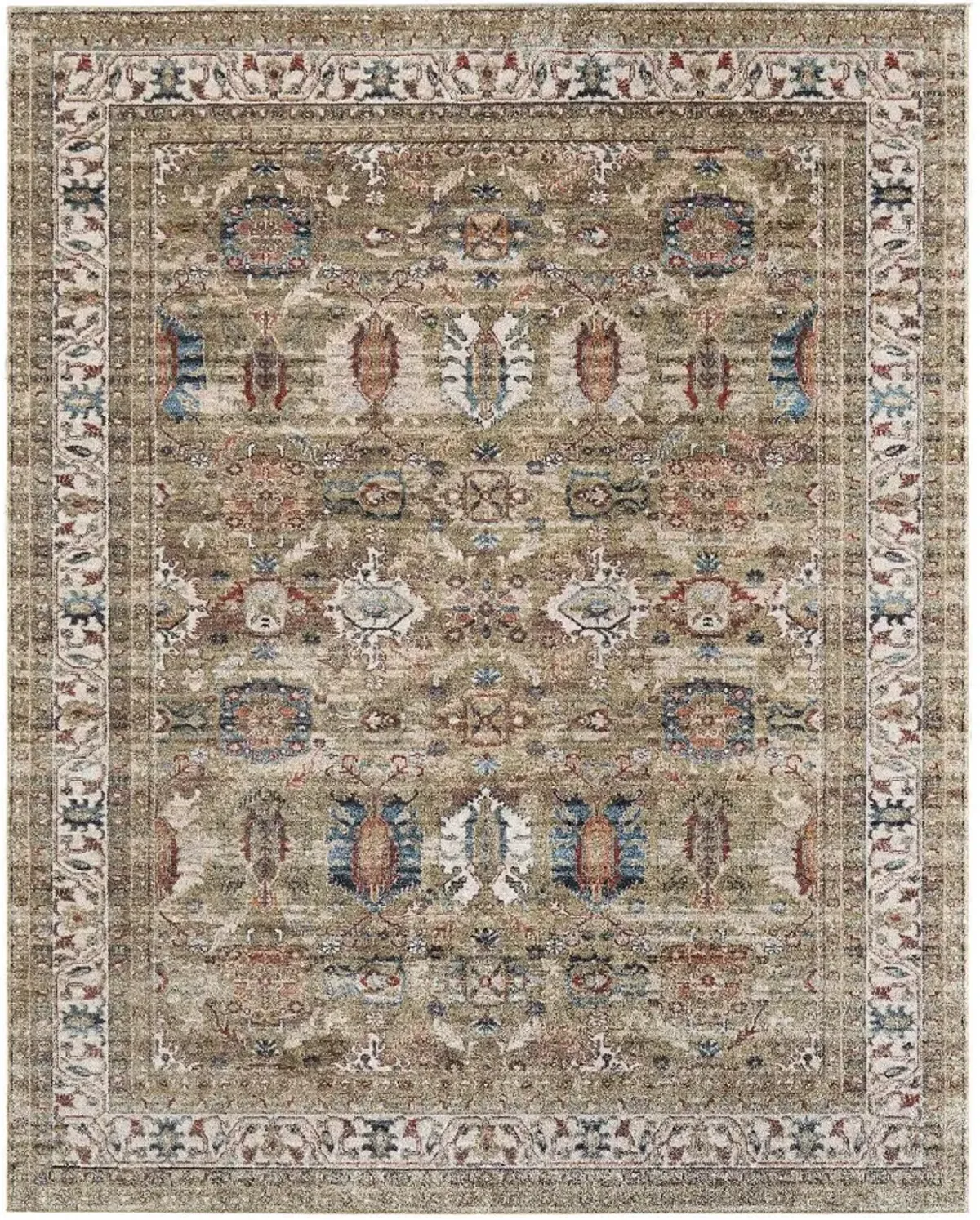Pearson 5 x 8 Green and Ivory Area Rug