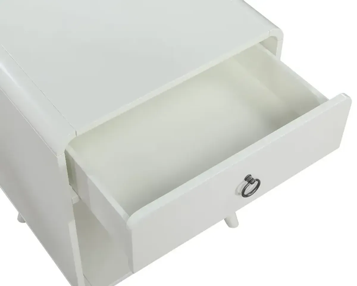 Gerry Antique White End Table with Storage Drawer