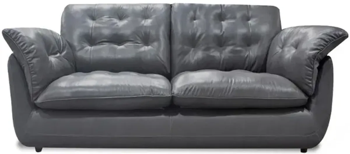 Sterling Carbon Gray Leather Loveseat