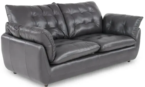 Sterling Carbon Gray Leather Loveseat