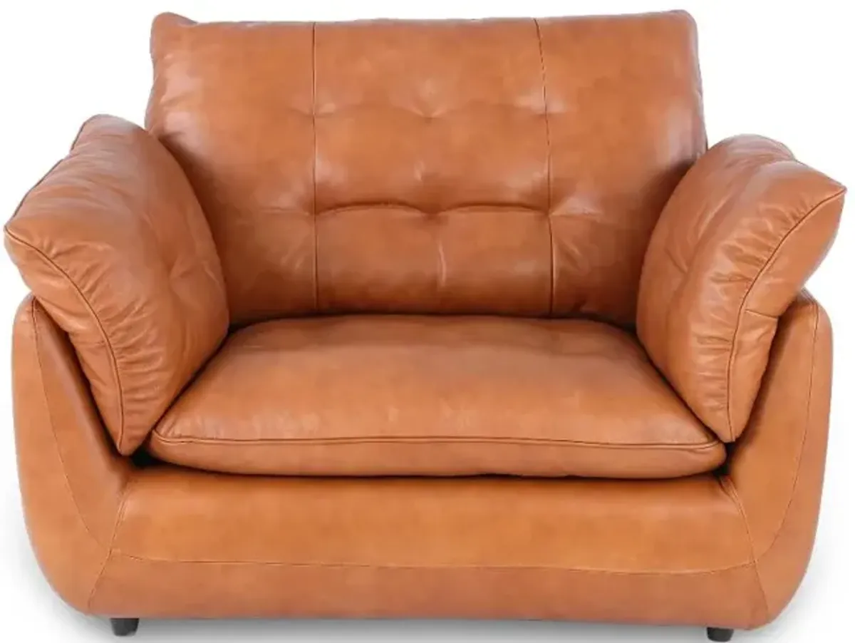 Sterling Brown Leather Chair and a Half