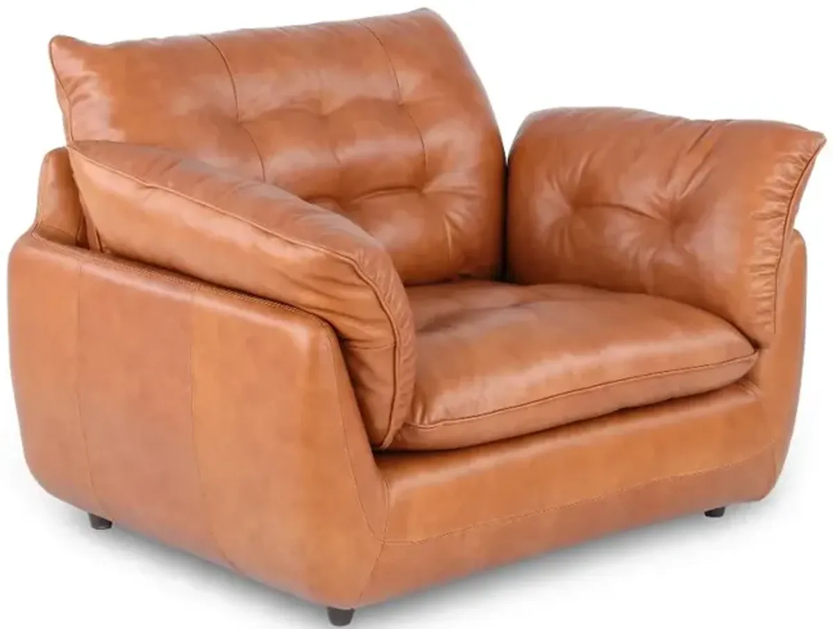 Sterling Brown Leather Chair and a Half