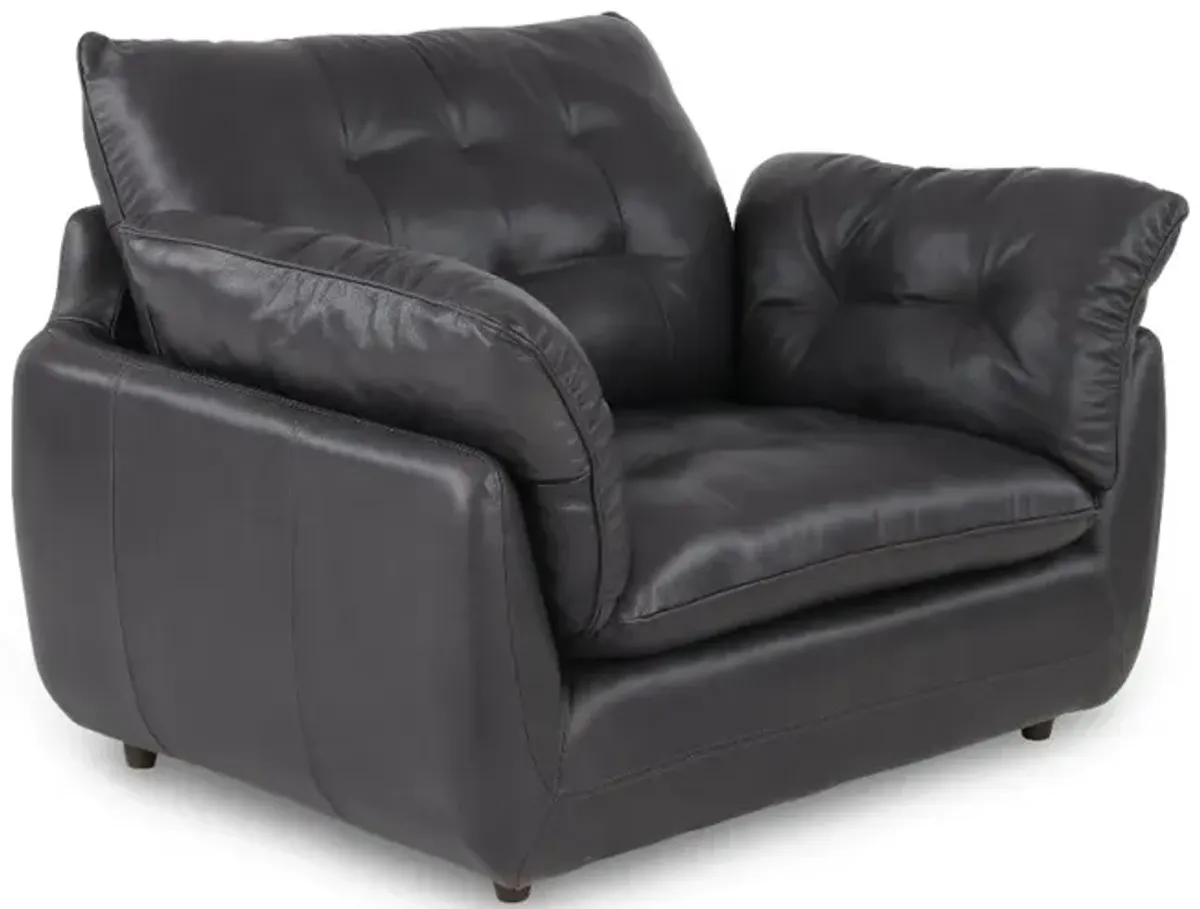 Sterling Gray Leather Chair and a Half