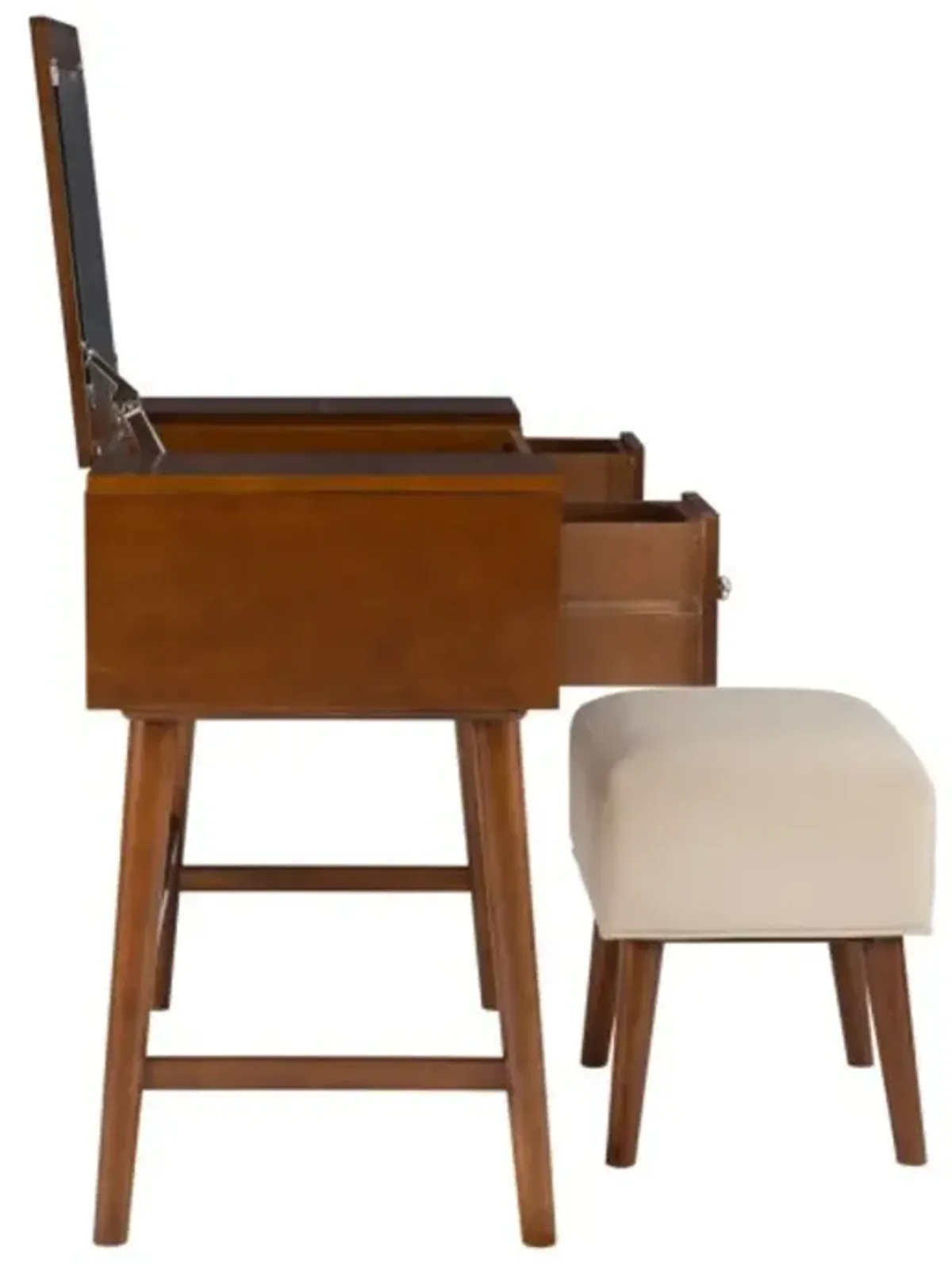 Joanie Walnut Vanity with Bench