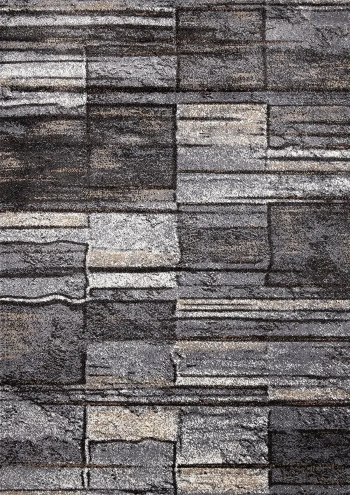 Maya 5 x 8 Gray Abstract Brick Area Rug