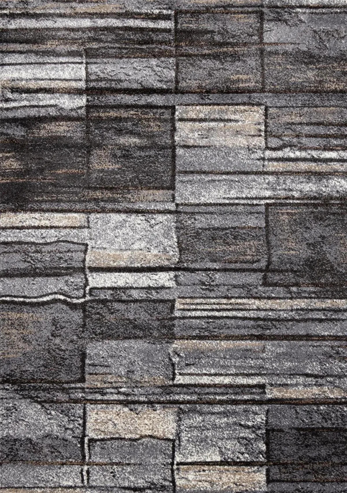 Maya 8 x 10 Gray Abstract Brick Area Rug