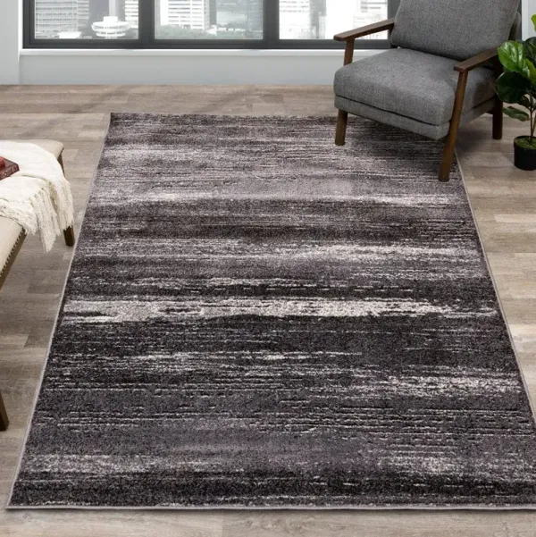 Maya 5 x 8 Gray Cream Variegated Frieze Area Rug
