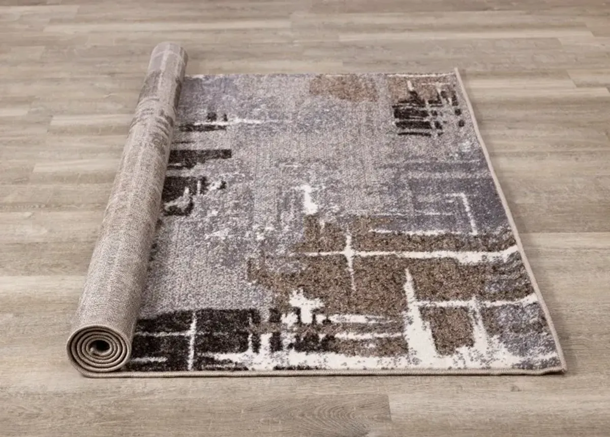 Maya 5 x 8 Gray Brown Abstract Frieze Area Rug
