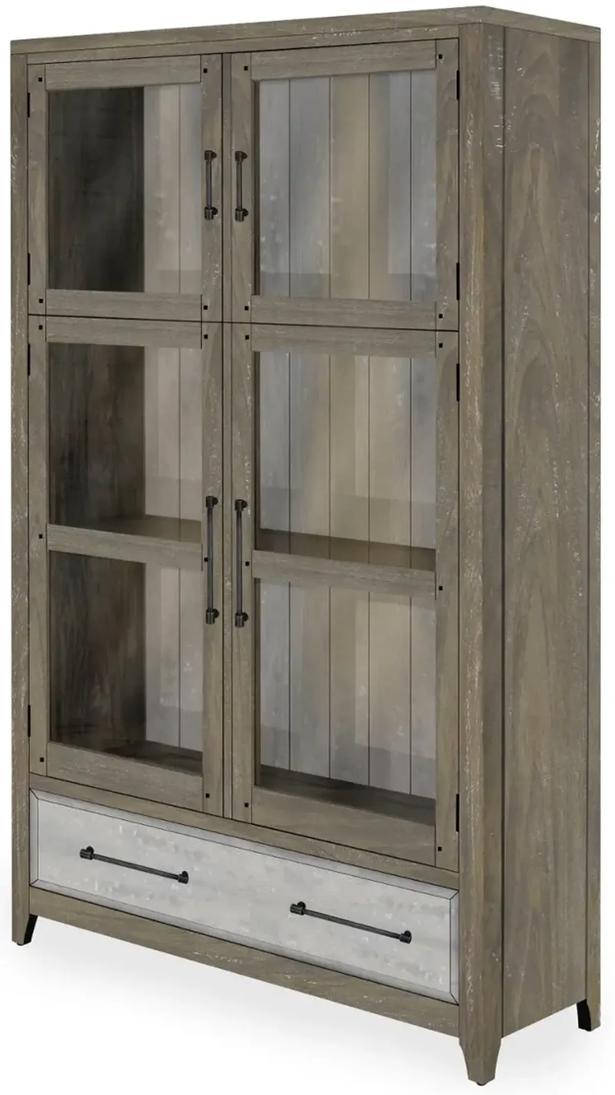Two-Tone Timberwood and Sand Display Cabinet