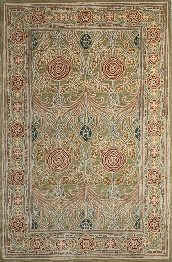 Hastings Light Green Floral 8 x 10 Wool Area Rug