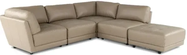 Nexus Cappuccino Brown Leather 5 Piece Sectional