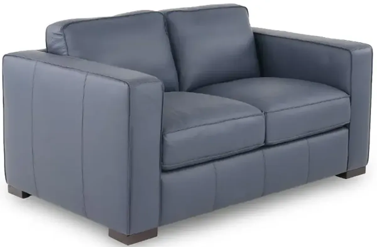 Copenhagen Navy Blue Leather Loveseat